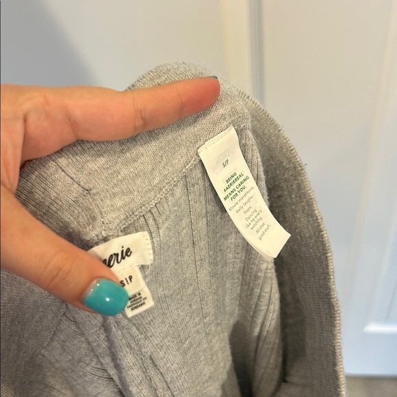 Aerie High Waisted Sweater Pants Gray Ribbed Wide Leg - Picture 3 of 4